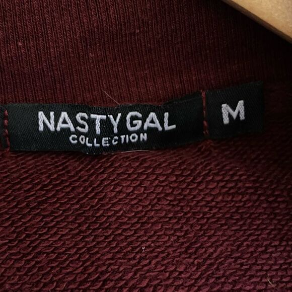 NASTY GAL Cropped Jersey Knit Zip Up Cardigan M - Picture 4 of 6